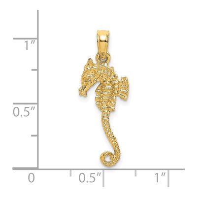 14K Yellow Gold 3D Seahorse Pendant – view 4