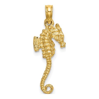 14K Yellow Gold 3D Seahorse Pendant – view 5