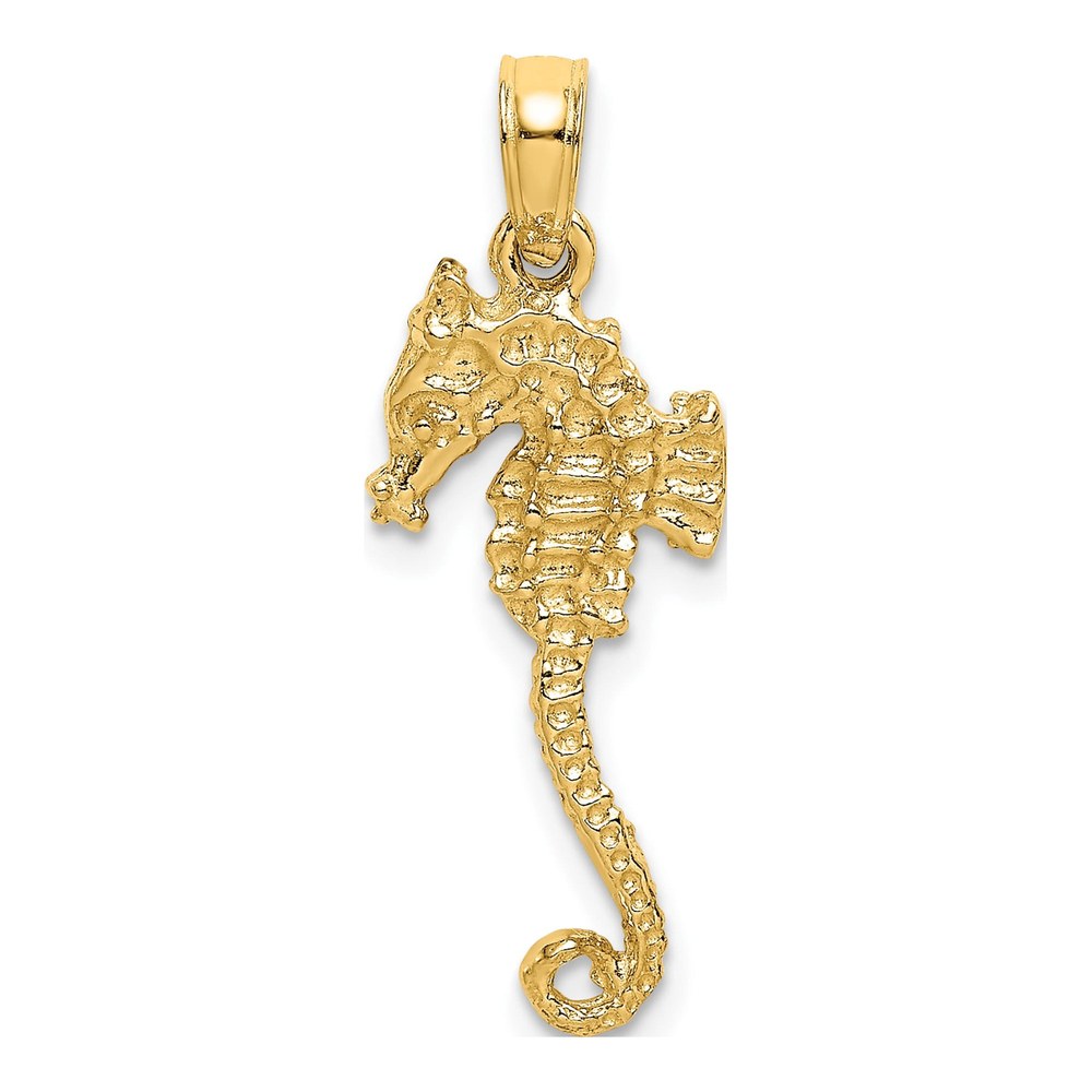 14K Yellow Gold 3D Seahorse Pendant