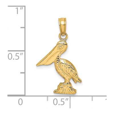 14K Yellow Gold 3D Pelican Pendant – view 4