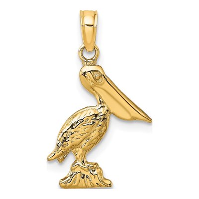 14K Yellow Gold 3D Pelican Pendant – view 5
