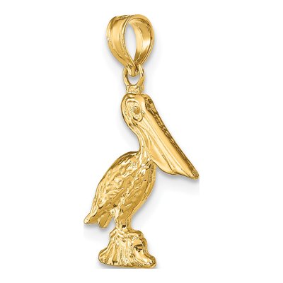 14K Yellow Gold 3D Pelican Pendant – view 6