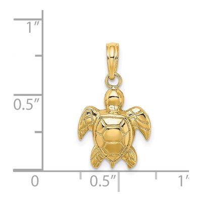 14K Yellow Gold Textured Sea Turtle Charm – view 4