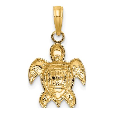 14K Yellow Gold Textured Sea Turtle Charm – view 5