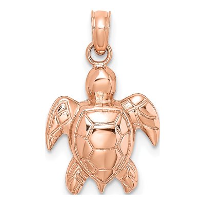14K Rose Gold Sea Turtle Pendant