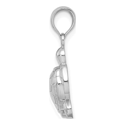 14K White Gold Textured Sea Turtle Charm – view 3