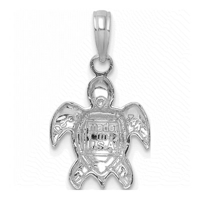 14K White Gold Textured Sea Turtle Charm – view 5