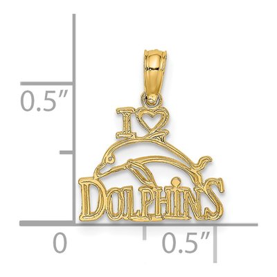 14K Yellow Gold I Heart Dolphins Pendant – view 4