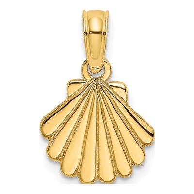 14K Yellow Gold Engraved Shell Pendant