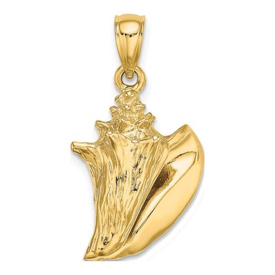 14K Yellow Gold 3-D Conch Shell Pendant