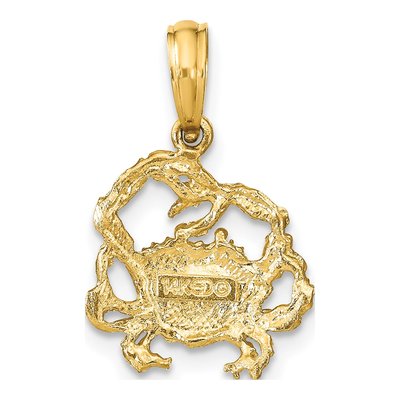 14K Yellow Gold Textured Crab Charm – view 5