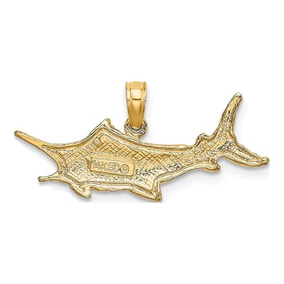 14K Yellow Gold Textured Marlin Fish Charm – view 5