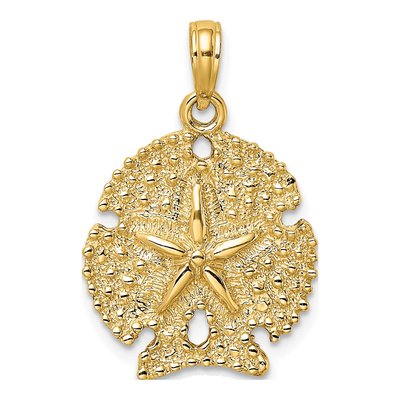 14K Yellow Gold Textured Sand Dollar Charm