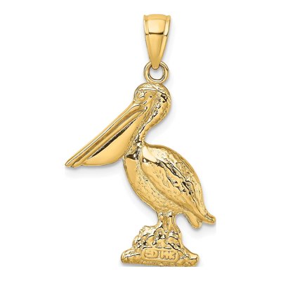 14K Yellow Gold 3D Pelican Standing Charm – view 5