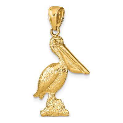 14K Yellow Gold 3D Pelican Standing Charm – view 6