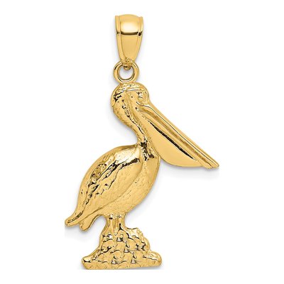 14K Yellow Gold 3D Pelican Standing Charm