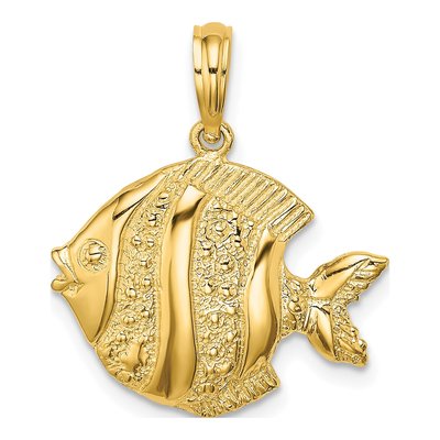 14K Yellow Gold Butterfly Fish Pendant