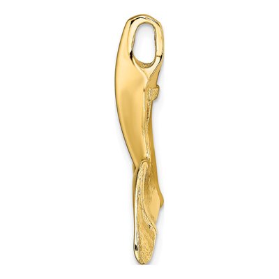 14K Yellow Gold 3D Whale Tail Slide Pendant – view 3