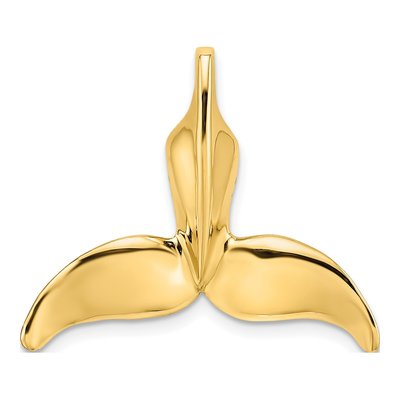 14K Yellow Gold 3D Whale Tail Slide Pendant