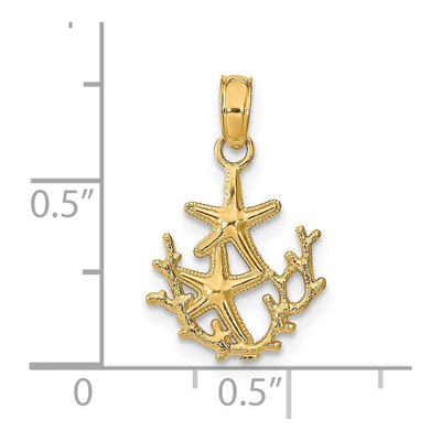14K Yellow Gold Textured Starfish Coral Charm – view 4