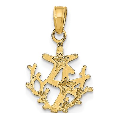 14K Yellow Gold Textured Starfish Coral Charm – view 5