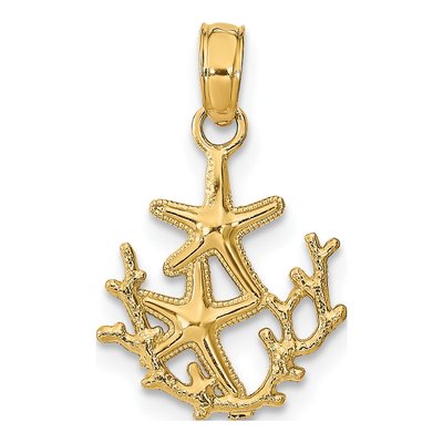 14K Yellow Gold Textured Starfish Coral Charm