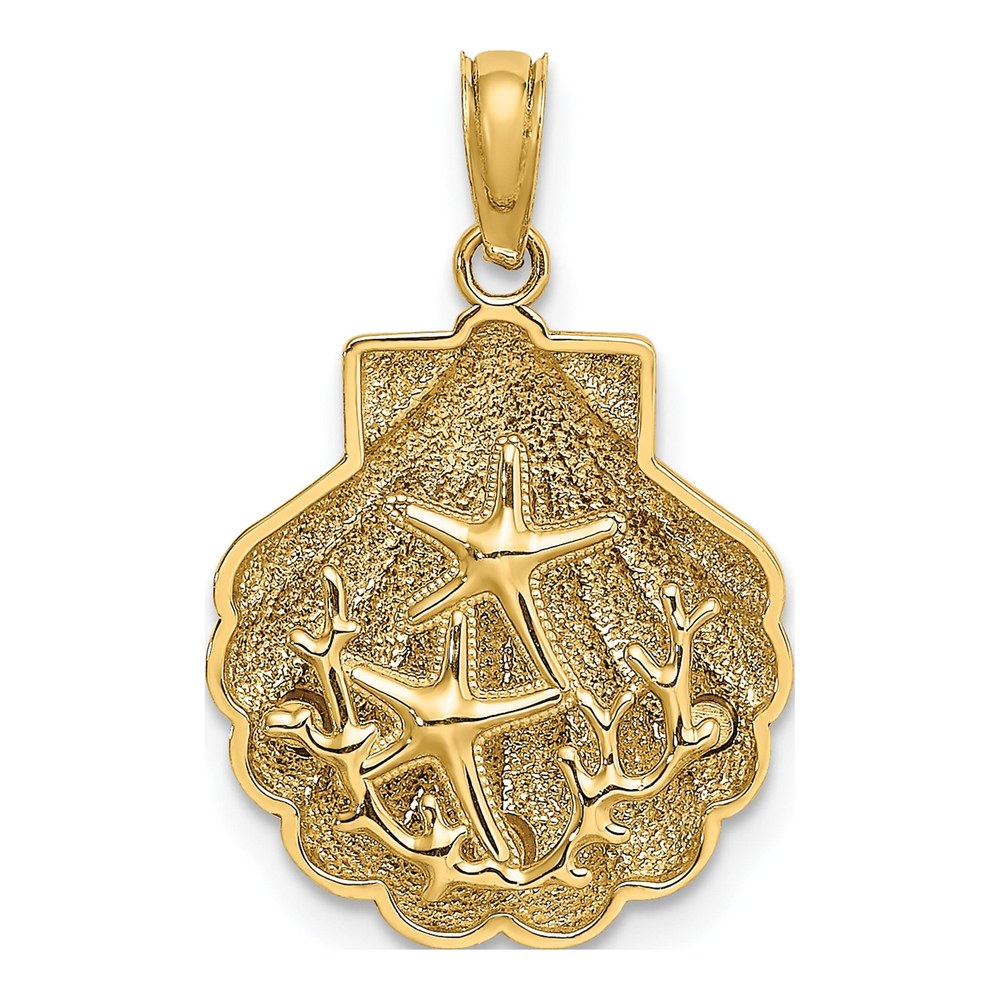 14K Yellow Gold Reversible Starfish Coral Charm