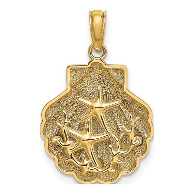14K Yellow Gold Reversible Starfish Coral Charm