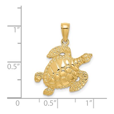 14K Yellow Gold Textured Sea Turtle Charm – view 4