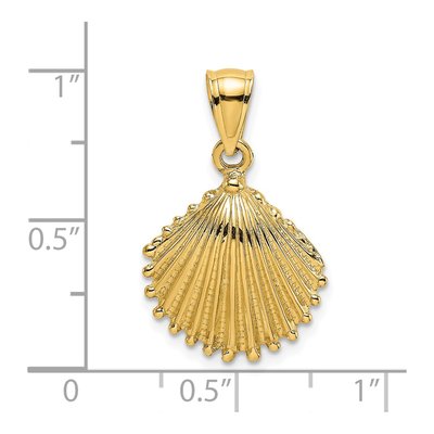 14K Yellow Gold Textured Scallop Shell Charm – view 4