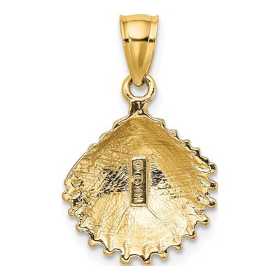 14K Yellow Gold Textured Scallop Shell Charm – view 5