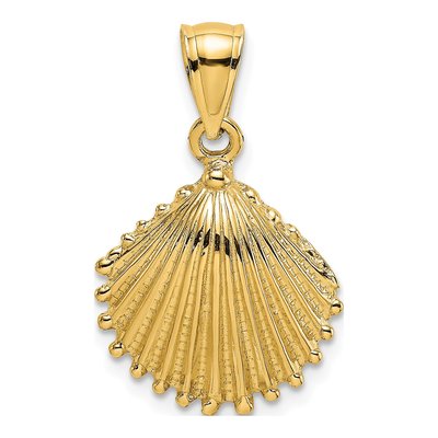 14K Yellow Gold Textured Scallop Shell Charm