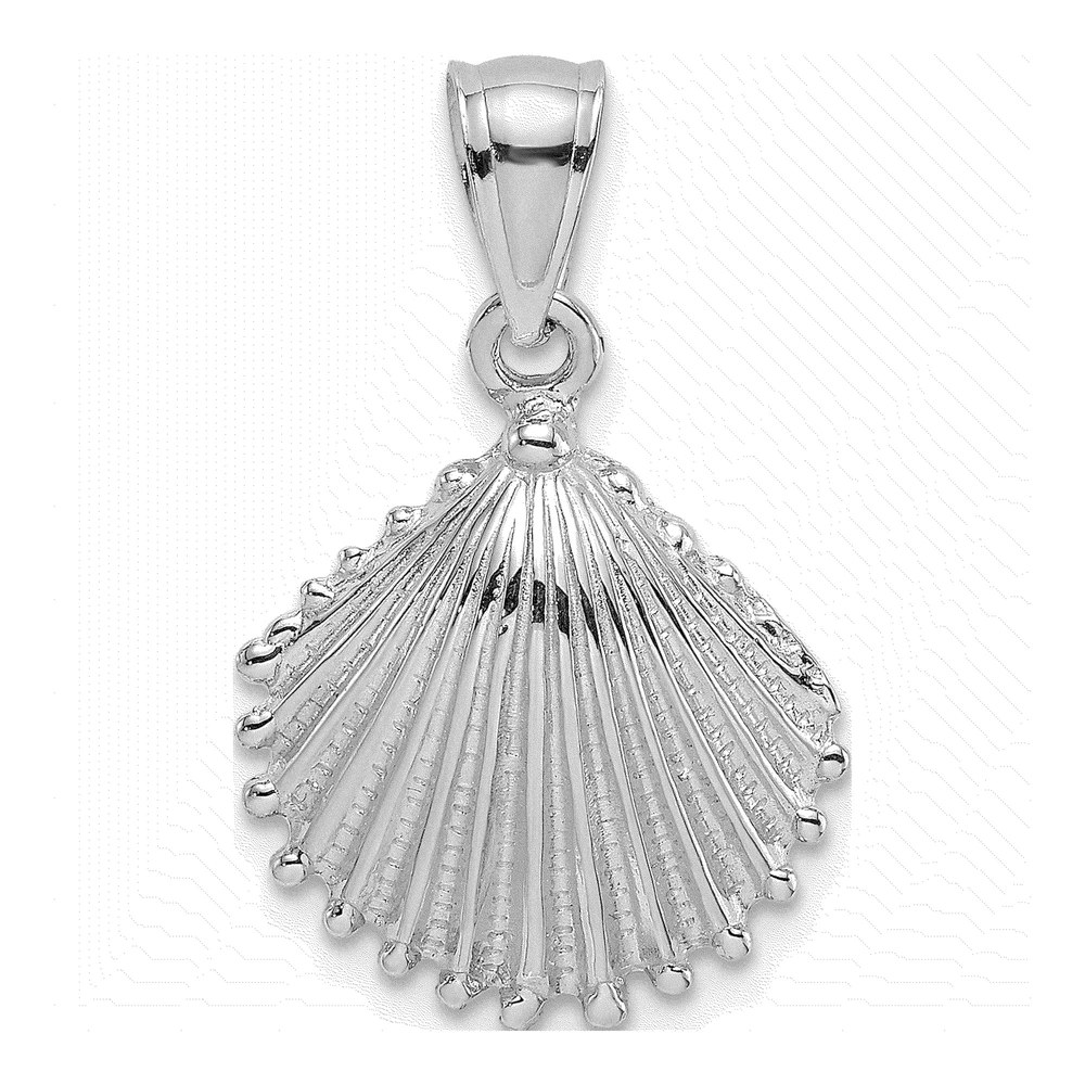 14K White Gold Scallop Shell Pendant