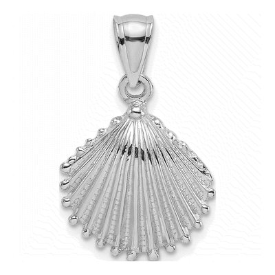 14K White Gold Scallop Shell Pendant