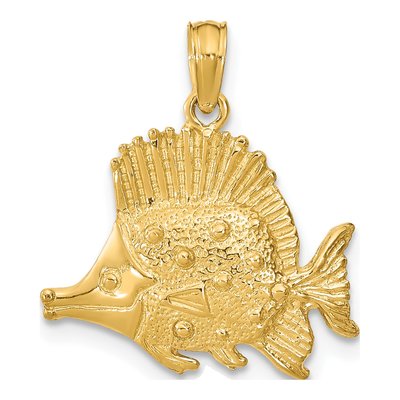 14K Yellow Gold Butterfly Fish Pendant