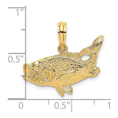14K Yellow Gold Bass Fish Pendant – view 4