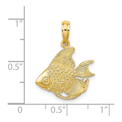 14K Yellow Gold Textured Angelfish Charm – view 4