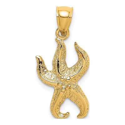 14K Yellow Gold Textured Starfish Pendant