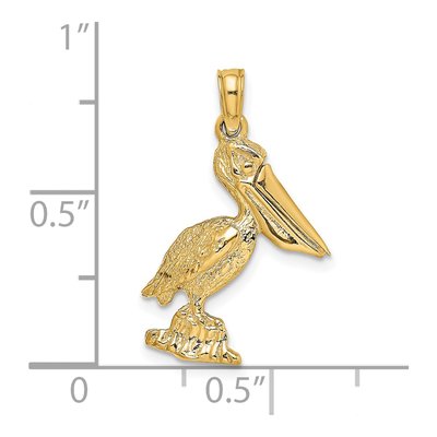 14K Yellow Gold 3D Pelican Charm – view 4