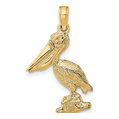 14K Yellow Gold 3D Pelican Charm – view 5