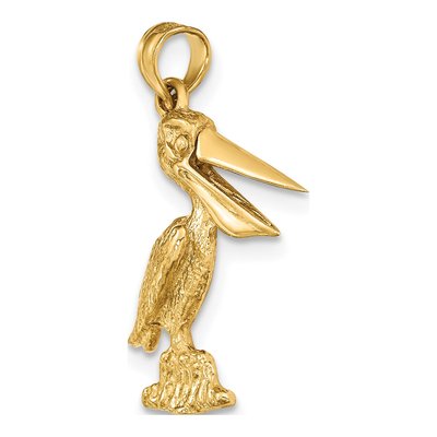 14K Yellow Gold 3D Pelican Charm – view 7