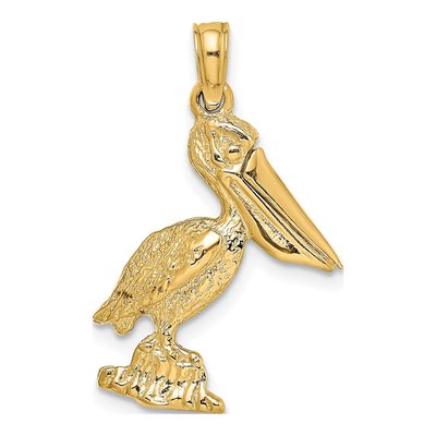 14K Yellow Gold 3D Pelican Charm