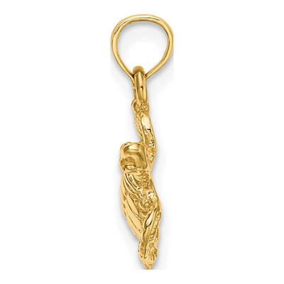 14K Yellow Gold Textured Sea Turtle Charm – view 3
