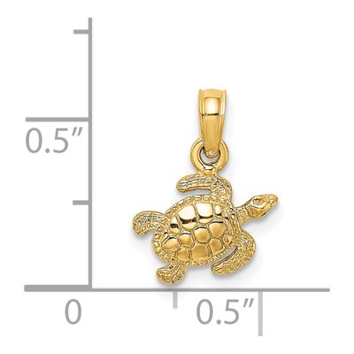 14K Yellow Gold Textured Sea Turtle Charm – view 4