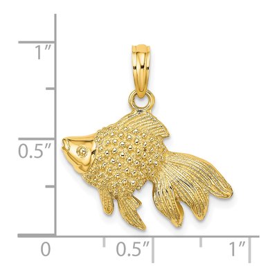 14K Yellow Gold Textured Goldfish Pendant – view 4