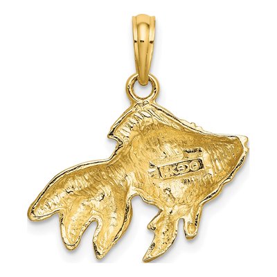 14K Yellow Gold Textured Goldfish Pendant – view 5