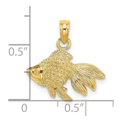 14K Yellow Gold Textured Goldfish Pendant – view 4
