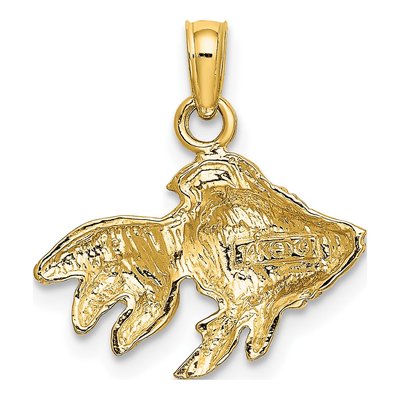 14K Yellow Gold Textured Goldfish Pendant – view 5