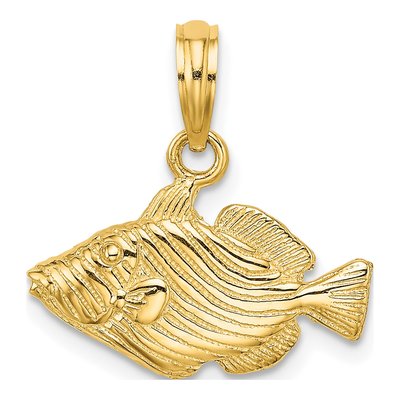 14K Yellow Gold Humu Fish Pendant