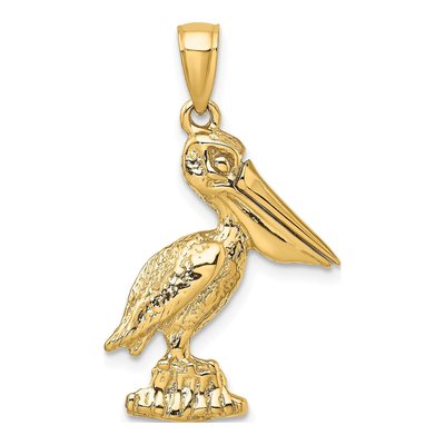 14K Yellow Gold 3-D Pelican Charm